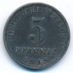 Germany, 5 pfennig, 1918