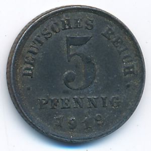 Germany, 5 pfennig, 1919