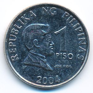 Philippines, 1 piso, 2004