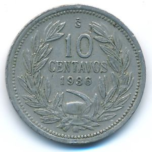 Chile, 10 centavos, 1936