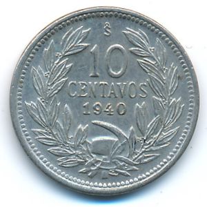 Chile, 10 centavos, 1940