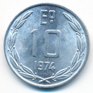 Chile, 10 escudos, 1974