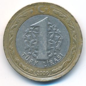 Turkey, 1 lira, 2009