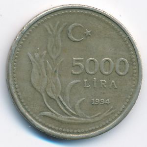 Turkey, 5000 lira, 1994