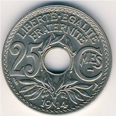 France, 25 centimes, 1914–1917