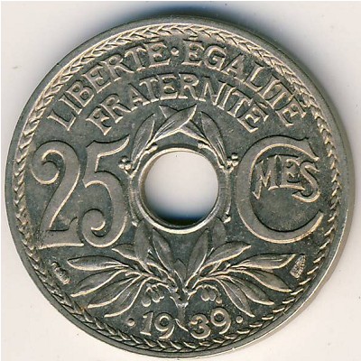 France, 25 centimes, 1938–1940