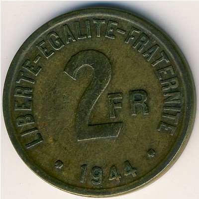 France, 2 francs, 1944