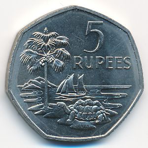 Seychelles, 5 rupees, 1972