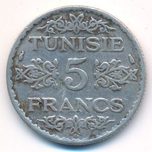 Tunis, 5 francs, 1934
