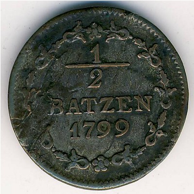 Switzerland, 1/2 batzen, 1799–1803
