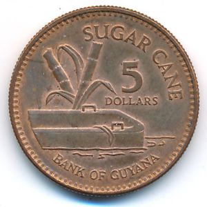 Guyana, 5 dollars, 2002