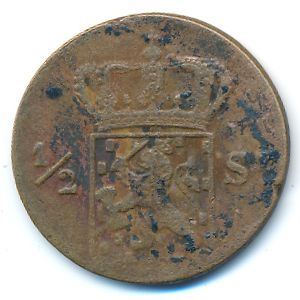 Netherlands East Indies, 1/2 stuiver, 1821–1826