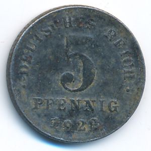 Germany, 5 pfennig, 1922