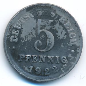 Germany, 5 pfennig, 1922