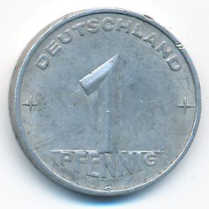 German Democratic Republic, 1 pfennig, 1952