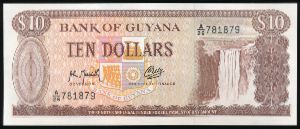 Guyana, 10 долларов, 1992