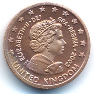 Great Britain., 1 euro cent, 2002