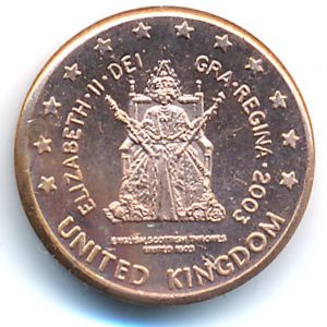 Great Britain., 1 euro cent, 2003