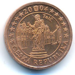 Czech., 1 euro cent, 2004