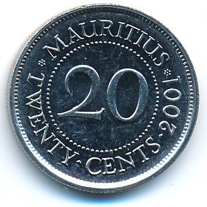 Mauritius, 20 cents, 2001