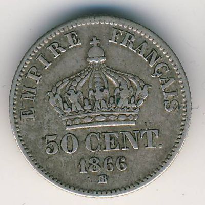 Франция, 50 сентим (1864–1869 г.)