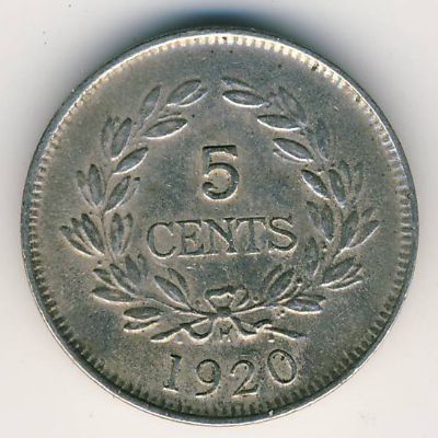 Sarawak, 5 cents, 1920–1927