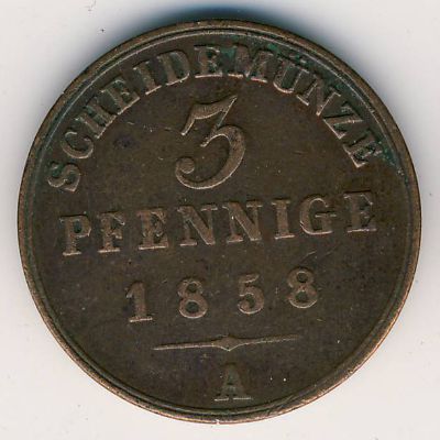 Schaumburg-Lippe, 3 pfennig, 1858