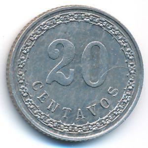 Paraguay, 20 centavos, 1908