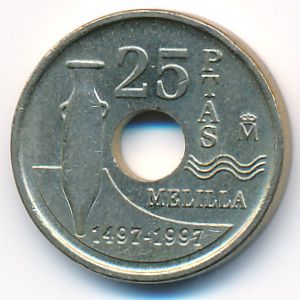Spain, 25 pesetas, 1997