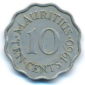 Mauritius, 10 cents, 1960