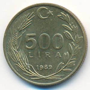 Turkey, 500 lira, 1989–1997