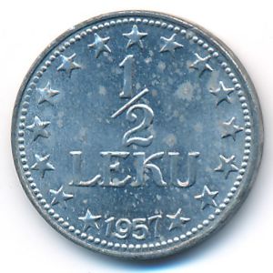 Albania, 1/2 leku, 1957