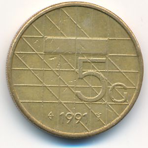 Netherlands, 5 gulden, 1991