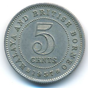 Малайя и Британское Борнео, 5 центов (1957 г.)