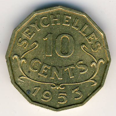 Seychelles, 10 cents, 1953–1974