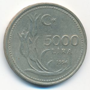 Turkey, 5000 lira, 1994