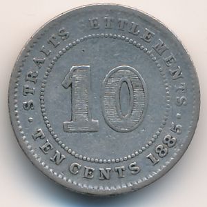 Straits Settlements, 10 cents, 1885