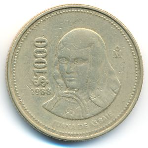 Mexico, 1000 pesos, 1988