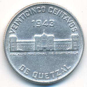 Гватемала, 25 сентаво (1943 г.)