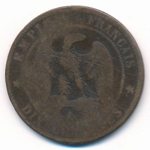 France, 10 centimes, 1856