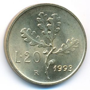 Италия, 20 лир (1968–2001 г.)