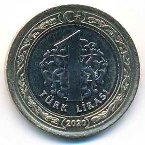 Turkey, 1 lira, 2020