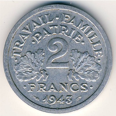 Франция, 2 франка (1943–1944 г.)