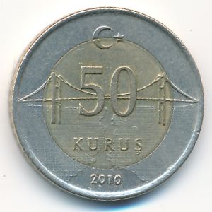 Turkey, 50 kurus, 2010