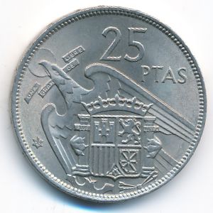 Spain, 25 pesetas, 1957