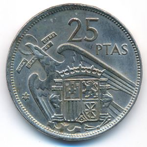 Испания, 25 песет (1957 г.)