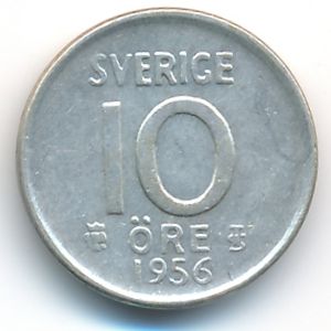 Sweden, 10 ore, 1956