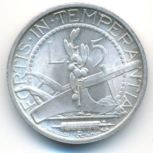 San Marino, 5 lire, 1931–1938