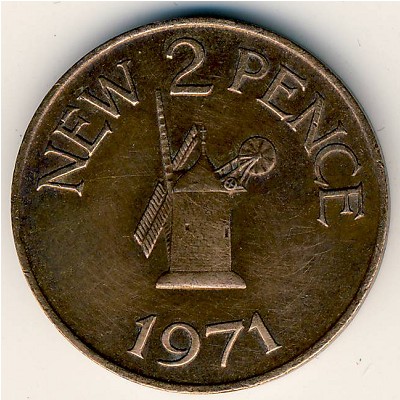 Guernsey, 2 new pence, 1971