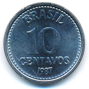 Бразилия, 10 сентаво (1987 г.)